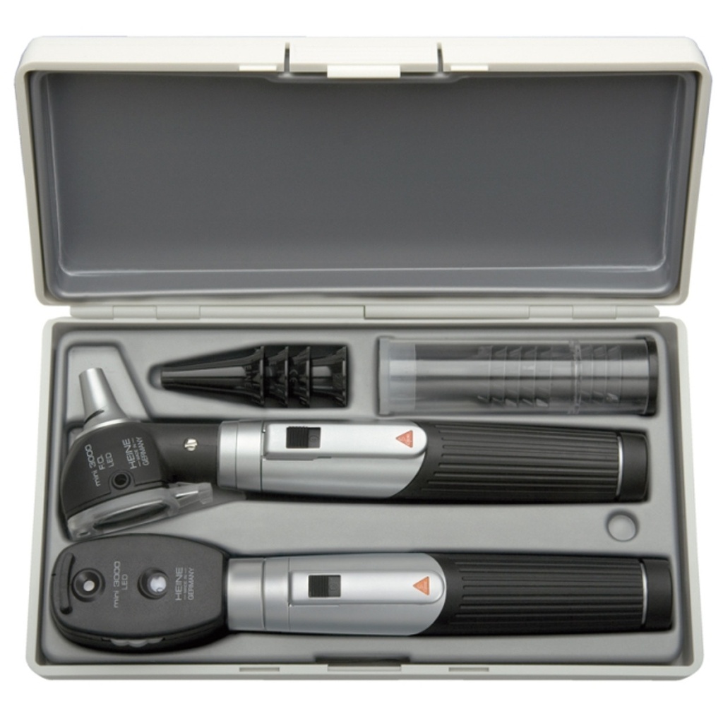 HEINE Mini 3000 Diagnostic Set XHL with 2 Handles In Hard Case