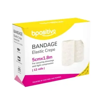 Bpositive Bandage Elastic Crepe - 5cm x 1.8m (Pkt/12)