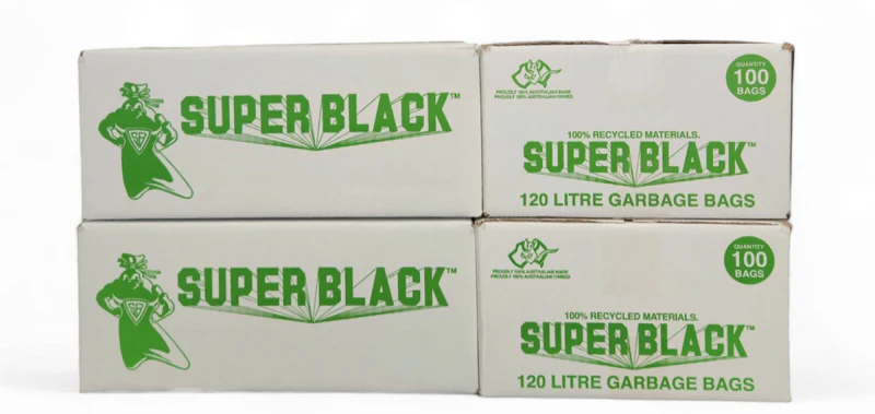 120 Litre Garbage Bags Heavy Duty Black (Box of 100 Bags) – SUPERBLACK