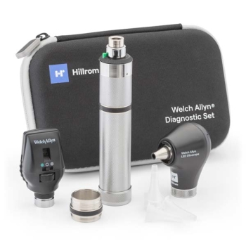 [SMS1SS2CXX] Welch Allyn Portable Diagnostic Set – LED Coaxial Ophthalmoscope, LED Otoscope, C-Cell Handle with Hard Case