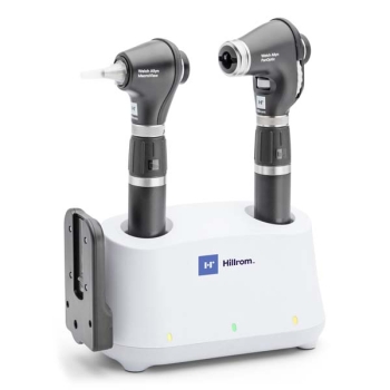[SMS1PM3LDE6] Welch Allyn Desk Diagnostic Set – PanOptic Plus LED Ophthalmoscope, MacroView Plus LED Otoscope, Dual Li-Ion USB-C Handles, and iExaminer