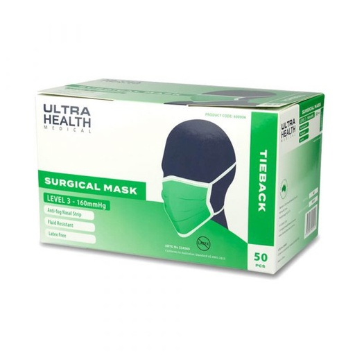 [1146] Ultra Health Level 3 Surgical Face Masks Green Ties