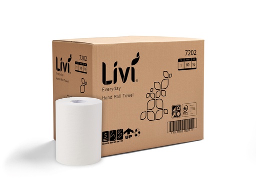 [1169] Livi Basics 7202 Everyday Roll Hand Towel 1 Ply 80m (16 Rolls)