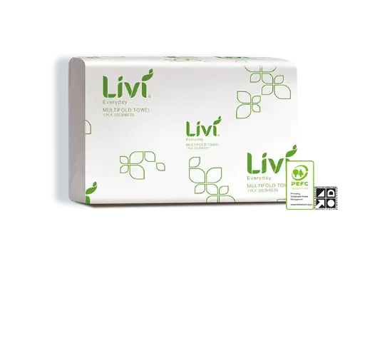 [1172] Livi Basics/Everyday Multifold Hand Towel 1 Ply 200 Sheets (20 Packs)