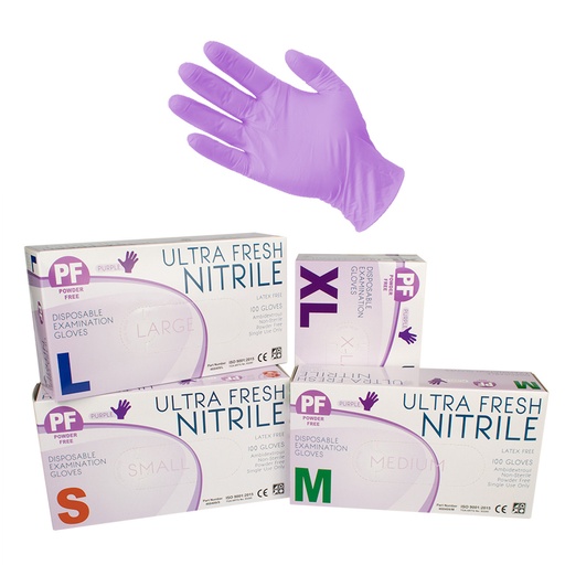 [1213] Ultra Fresh Purple Nitrile Disposable Gloves Heavy Duty 5g (100pcs)