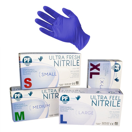 [1215] Ultra Fresh Blue Nitrile Disposable Gloves Heavy Duty 5.5g (100pcs)