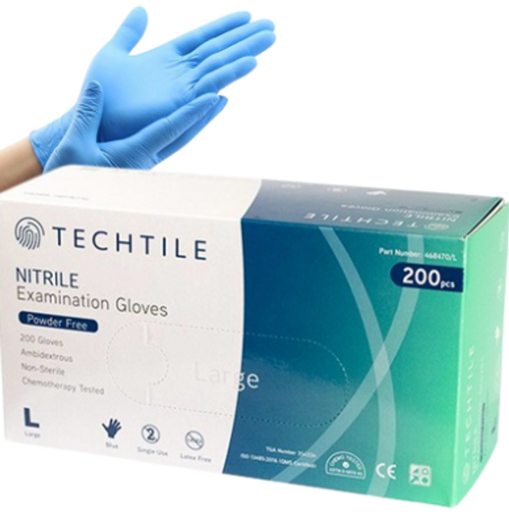 [1230] Techtile Blue Nitrile Powder Free Gloves (200pcs)