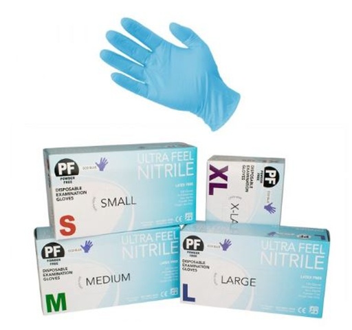 [1234] Ultra Feel Blue Nitrile Disposable Gloves (100pcs)