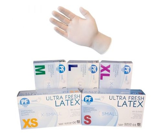 [1238] Ultra Fresh Latex Disposable Examination Gloves - Powder Free (100pcs)