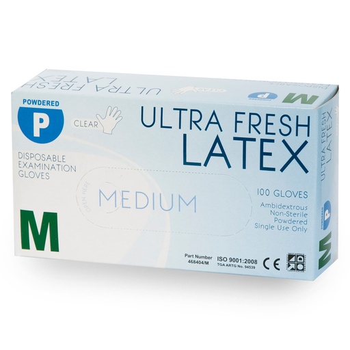 [1239] Ultra Fresh Latex Disposable Powdered Gloves (100pcs)