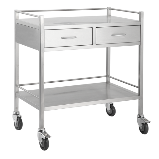 [1269] Stainless Steel Double Trolley Two Drawer (Side By Side)