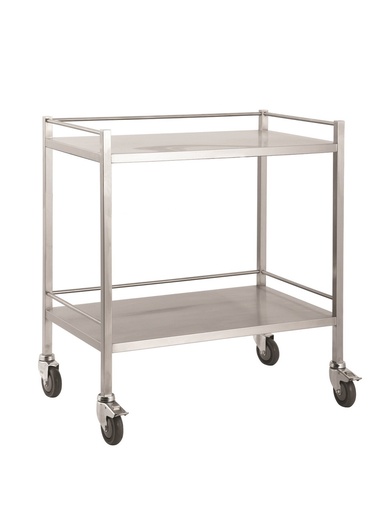 [1272] Stainless Steel Double Trolley No Drawer