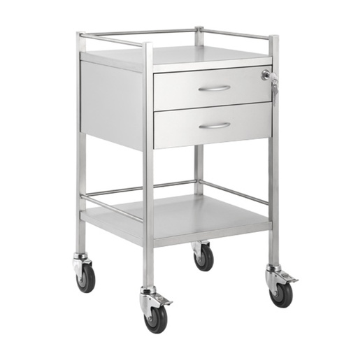 [1275] Stainless Steel Trolley Two Drawer With Top Locking Drawer
