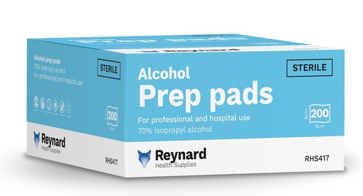 [1329] RHS417 Reynard Sterile 70% Isopropyl Alcohol Prep Pad Swab - Medium