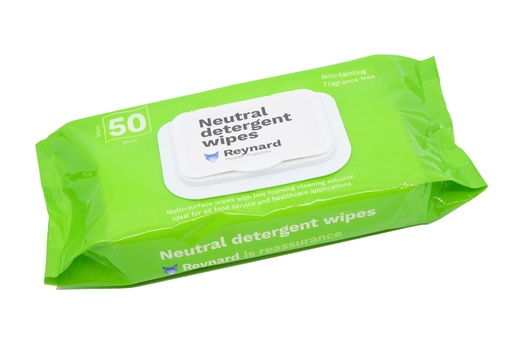 [1349] RHS201 Reynard Neutral Detergent Wipes 50 Pack (20x33cm)