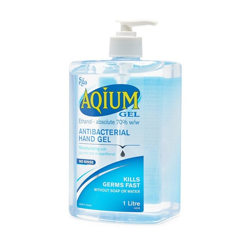 [1356] Aqium Antibacterial Hand Sanitiser Hospital Grade Gel 1L Bottle Pump