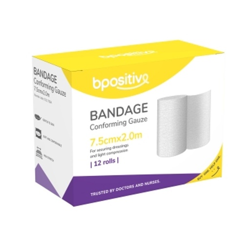 [BP011175BA] Bpositive Bandage Conforming Gauze 7.5cm X 2m - 12/BOX