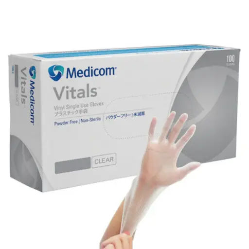 [1691] Medicom Vinyl Clear Powder Free Gloves (100pcs) - Small