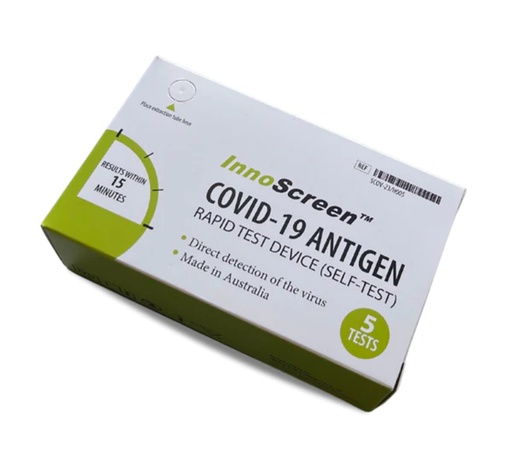 [1052] InnoScreen Covid 19 Rapid Antigen Self Test Nasal Swab - 5 Tests - Australian Made