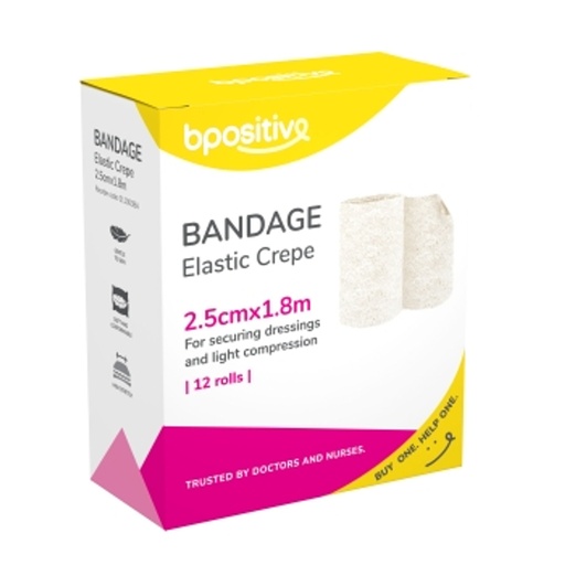 [BP011003BA] Bpositive Bandage Elastic Crepe 2.5cm X 1.8m