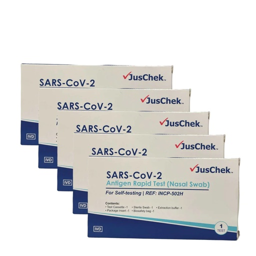 [1058] Juschek Covid-19 Rapid Antigen Self Test Nasal Swab (5x1 Tests)