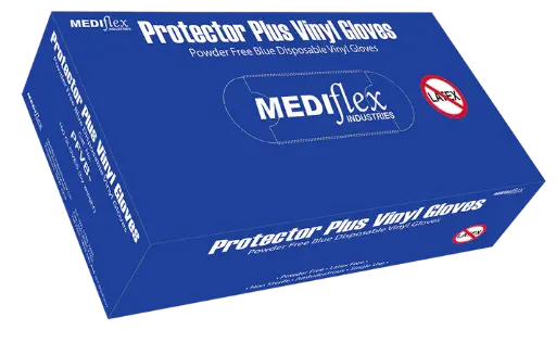 [1892] Mediflex Protector Plus Powder Free Blue Vinyl Gloves