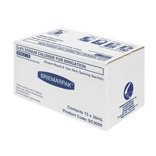 [2072] Briemar Sodium Chloride 0.9% for irrigation 30ml Sachet - Box 75