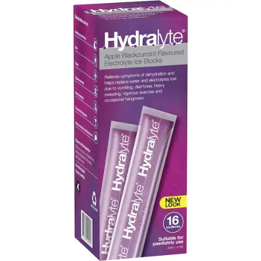 [2085] Hydralyte Ice Blocks 62.5ml - 16 Pack - Apple Blackcurrant