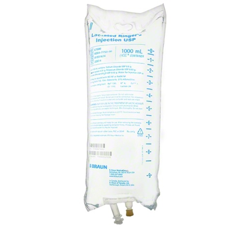 [L7500] Lactated Ringer's Injection USP (Hartmanns Solution) - 1000 mL