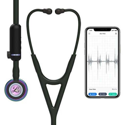 [3M8570] 3M Littmann CORE Digital Stethoscope - High Polish Rainbow Chestpiece; Black Tube; Stem and Headset