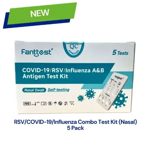 [ICRF-545] Fanttest(Nasal) RSV /COVID -19 / Influenza A & B 4-in-1 Combo Flu Rapid Antigen Test Kit - 5 Pack