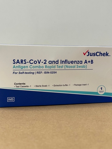 [BF1054-1] Juschek CoV-2 &amp; Influenza A+B Antigen Combo Rapid Self Test (Nasal Swab) 1Pc