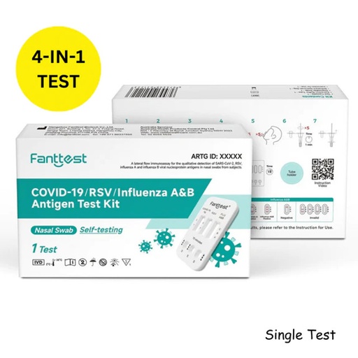 [427686] Fanttest 4 in 1 Combo Test Kit RSV Covid-19, influzence A &amp; B - Single Pack