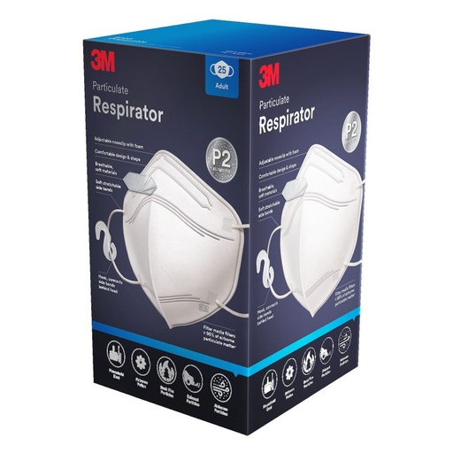 [SMS325] 3M 9123 P2 Particulate Vertical Flat Fold Disposable Respirator 25PK