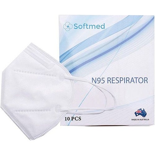 [SMS210] Softmed N95 Respirator and Surgical Face Mask Flat Folded Earloop BOX/10