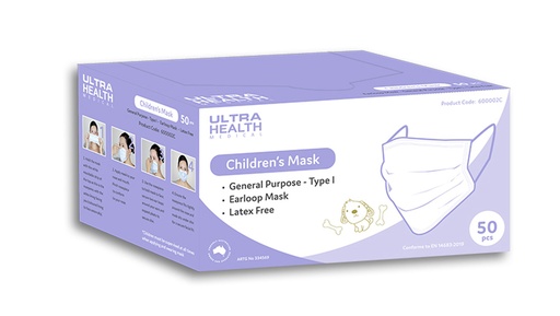 [SMS02C] Ultra Health Children's Surgical Face Masks 50pcs/ box