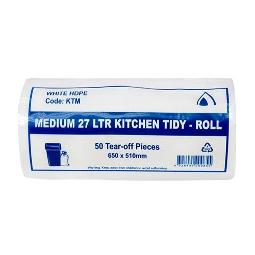 [SMS27L] Garbage Bag Roll 27 Litre - Kitchen Tidy | 50 Tear-Off Pieces x20 Rolls | 1000 Bags