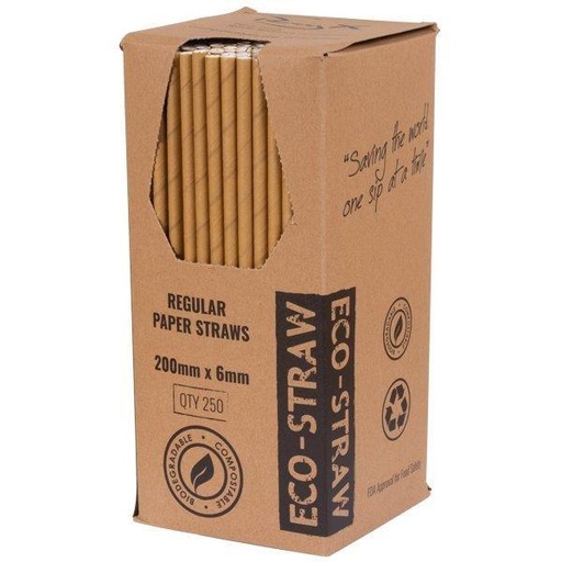 [SMSRPK] Regular Brown/Kraft Paper Straws - Box of 2500 (250 per Inner box)